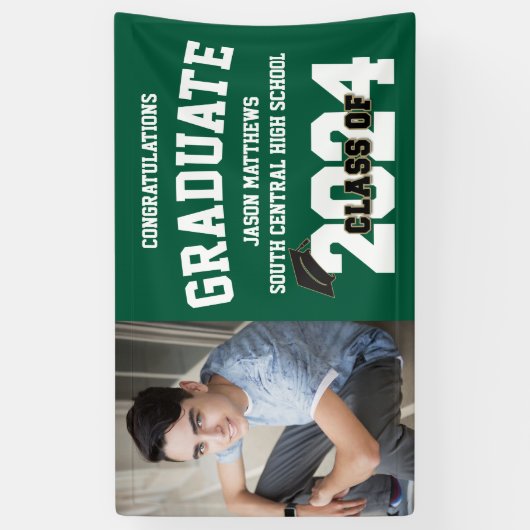 Banner für grünen Abschluss 2024 mit Cap (Vertikal)