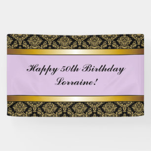 Banner für jedes Alter Gold Damask Geburtstag