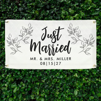 Banner für Leafy Border Just Married Car