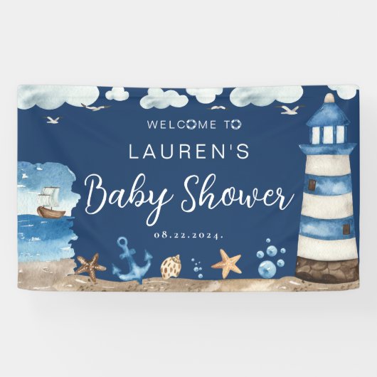 Banner für Navy-Baby-Dusche (Horizontal)