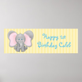 Banner für niedliche Baby Elephant Geburtstag oder Poster