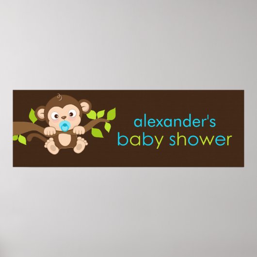 Banner für niedliche Kleine Affen Babydusche Poster (Vorne)