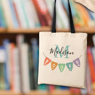 Banner für niedliche Monogramm-Bücher Tragetasche