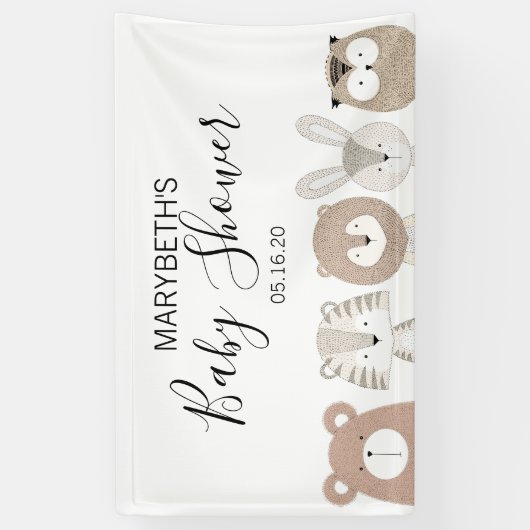 Banner für niedliche Wildtiere Babydusche (Vertikal)