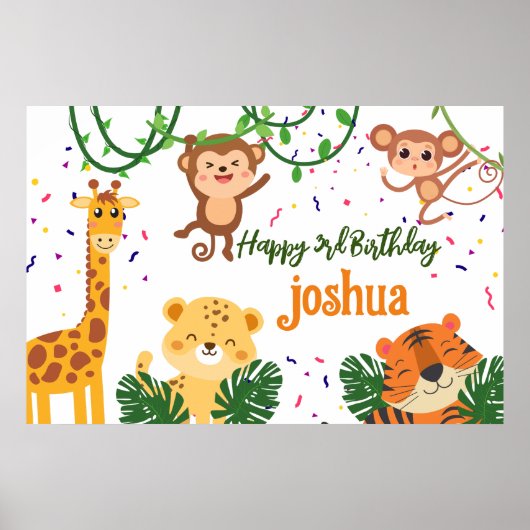 Banner für niedliches Dschungeltier-Party Poster (Vorne)