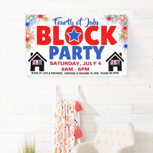 Banner für Rot-Weiß- und Blauer Block-Party (Insitu)