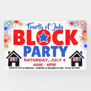 Banner für Rot-Weiß- und Blauer Block-Party