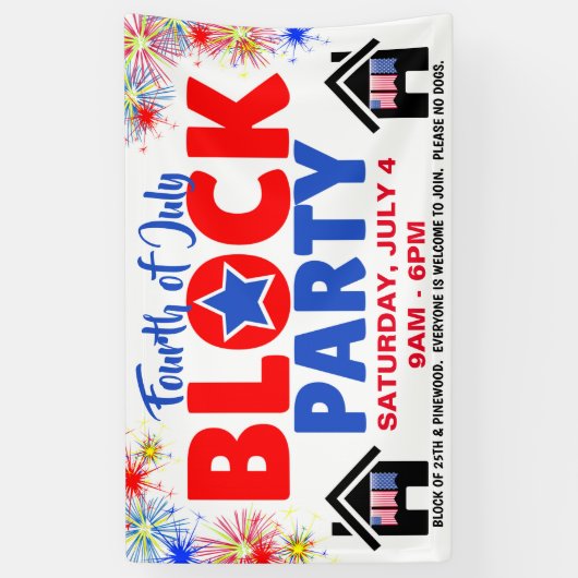 Banner für Rot-Weiß- und Blauer Block-Party (Vertikal)