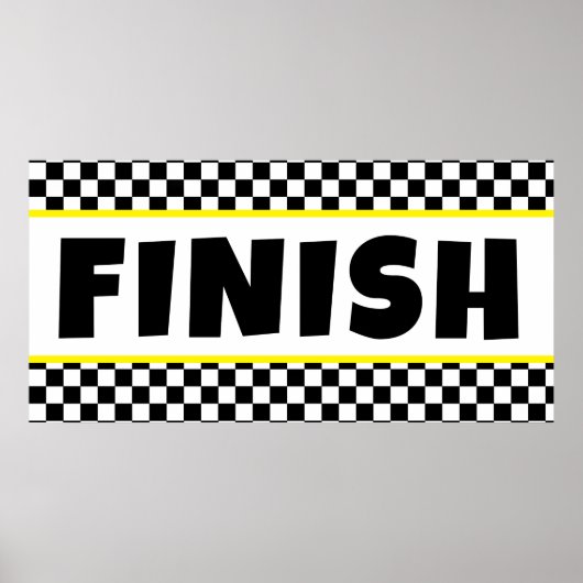 Banner für schwarz-weiße Racing Finish Line Poster (Vorne)
