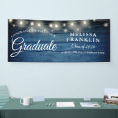 Banner für String Lights Blue Rustic Wood Abschlus (Messe)