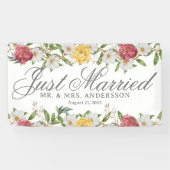 Banner für Vintage Flora Just Married Car (Horizontal)