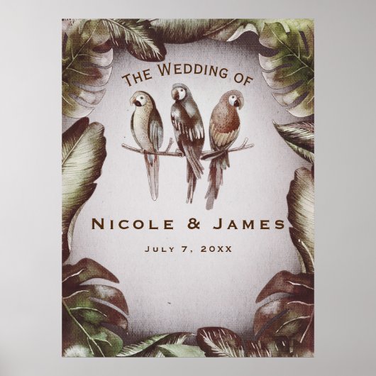 Banner für Vintage tropische Tiki-Vogelparrots-Blä Poster (Vorne)