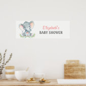 Banner für Wasserfarbenlephant Girl Baby Dusche Poster (Küche)