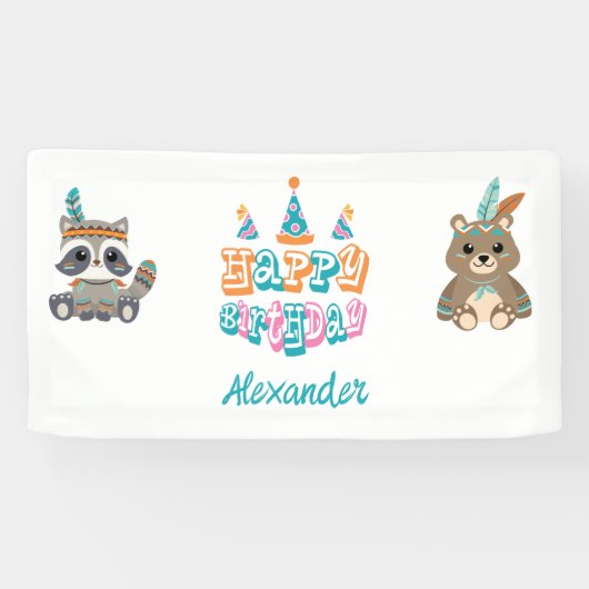 Banner "Happy Birthday" für personalisiertes Holz (Horizontal)