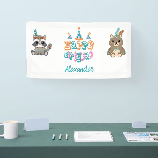 Banner "Happy Birthday" für personalisiertes Holz (Messe)