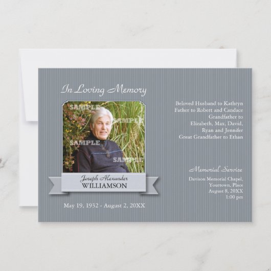 Banner-Memorandum von Charcoal Pinstripe Einladung (Vorderseite)