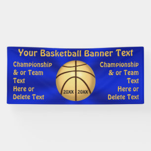 Banner mit 4 Textfeldern und blauem Basketball