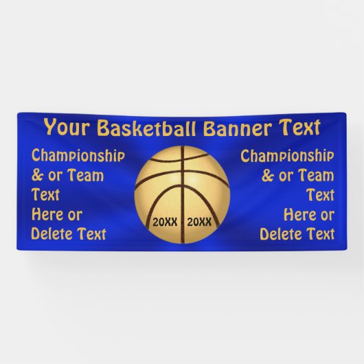 Banner mit 4 Textfeldern und blauem Basketball (Horizontal)