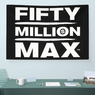 Banner mit 50 Millionen Max™ White-Logo 4 Zoll x 6