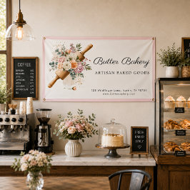 Banner mit rosa floralem Nudelholz für Bäckereien