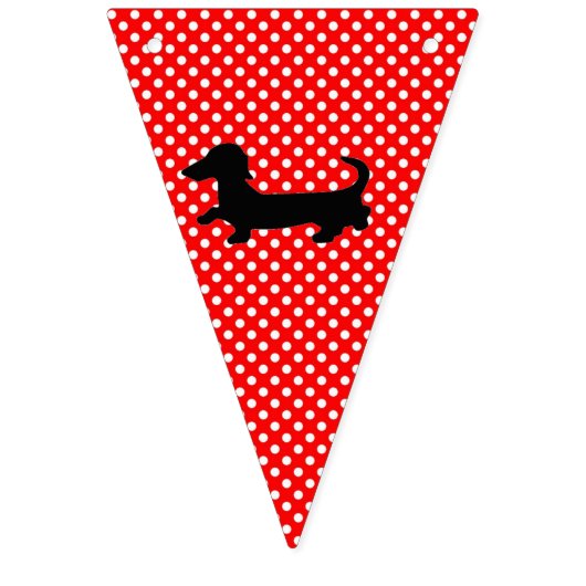 Banner mit roter und weißer Dackel für Party-Jagd (Erste Fahne)