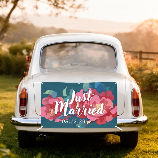 Banner Modern Florals Just Married