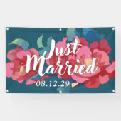 Banner Modern Florals Just Married (Horizontal)