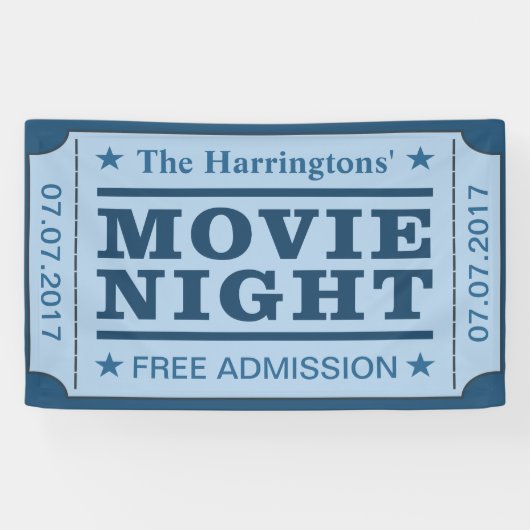 Banner "Movie Ticket" für individuelle Name und Da (Horizontal)