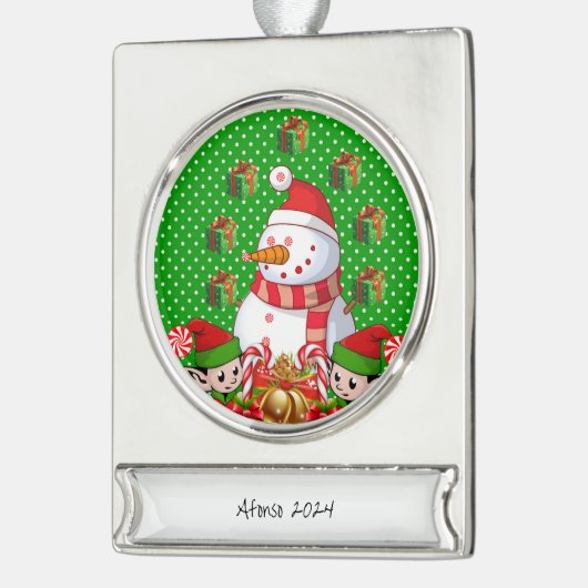 Banner Ornament Elf Snowman (Links)