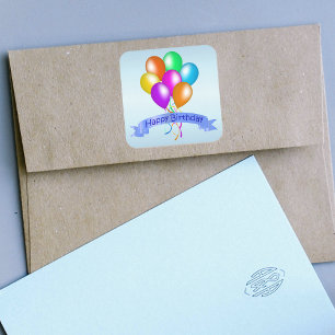 Banner-Party zum Geburtstag von Bannern Quadratischer Aufkleber