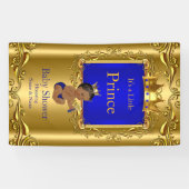 Banner Prince Baby Shower Blue Gold Ethnic 2 (Horizontal)