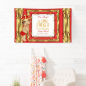 Banner Prince Baby Shower Regal Red Gold Brünett (Insitu)