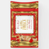 Banner Prince Baby Shower Regal Red Gold Brünett (Vertikal)