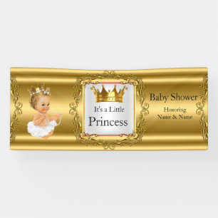Banner Princess Baby Dusche Gold White Blonde Girl