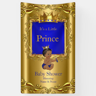 Banner Prinz Baby Shower Blau Gold Ethnisch 2