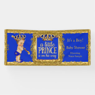 Banner Prinz ist auf dem Weg Blau Gold Braunhaarig