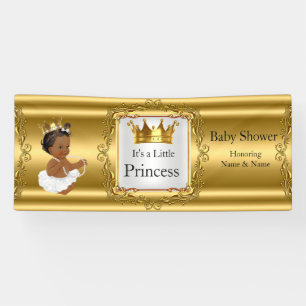 Banner Prinzessin Baby Shower Gold Weiß Ethnisch