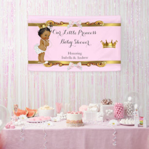 Banner Prinzessin Baby Shower Pink Weiß Gold