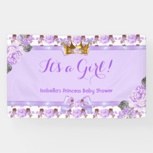 Banner Prinzessin Baby Shower Violette Rosen Flora