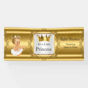 Banner Prinzessin Babyparty Gold Weiß Blondes Mädc