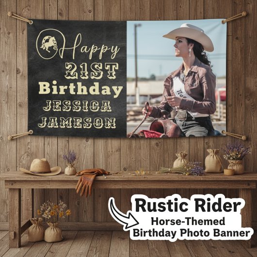 Banner "Rustic Rider" auf dem Foto "Birthday"