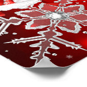 Banner Sparkle Snowflake Rotes Weihnachtsfest Part Poster (Ecke)