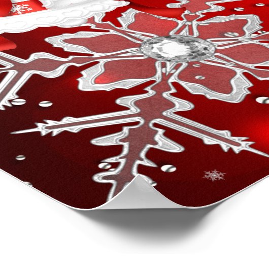 Banner Sparkle Snowflake Rotes Weihnachtsfest Part Poster (Ecke)