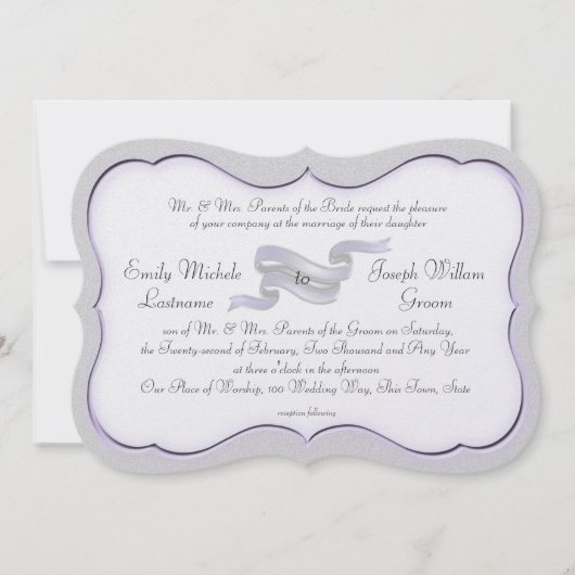 Banner und Scallops für Silber und Lavendel Einladung (Vorderseite)