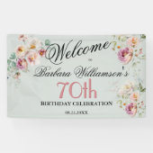 Banner Watercolor Floral 70th Birthday Welcome (Horizontal)