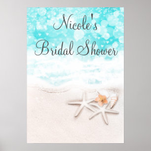 Banner "White Sandy Beach Starfish Blue Ocean Part Poster