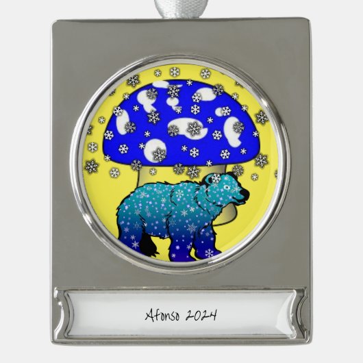 Banner-Zierbär Snow Polar Banner-Ornament Silber (Vorderseite)