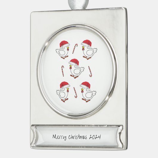 Banner-Zierhühner Banner-Ornament Silber (Links)