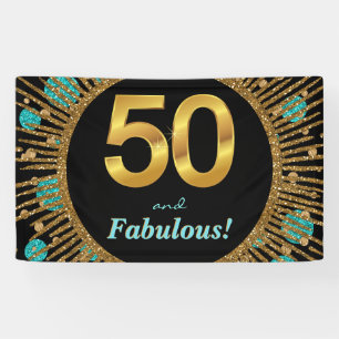 Banner zum 50. Geburtstag einer Frau in Türkis und