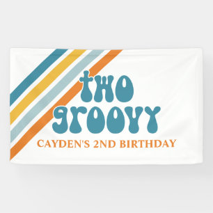 Banner zum Geburtstag von ZWEI Groovy Retro Stripe